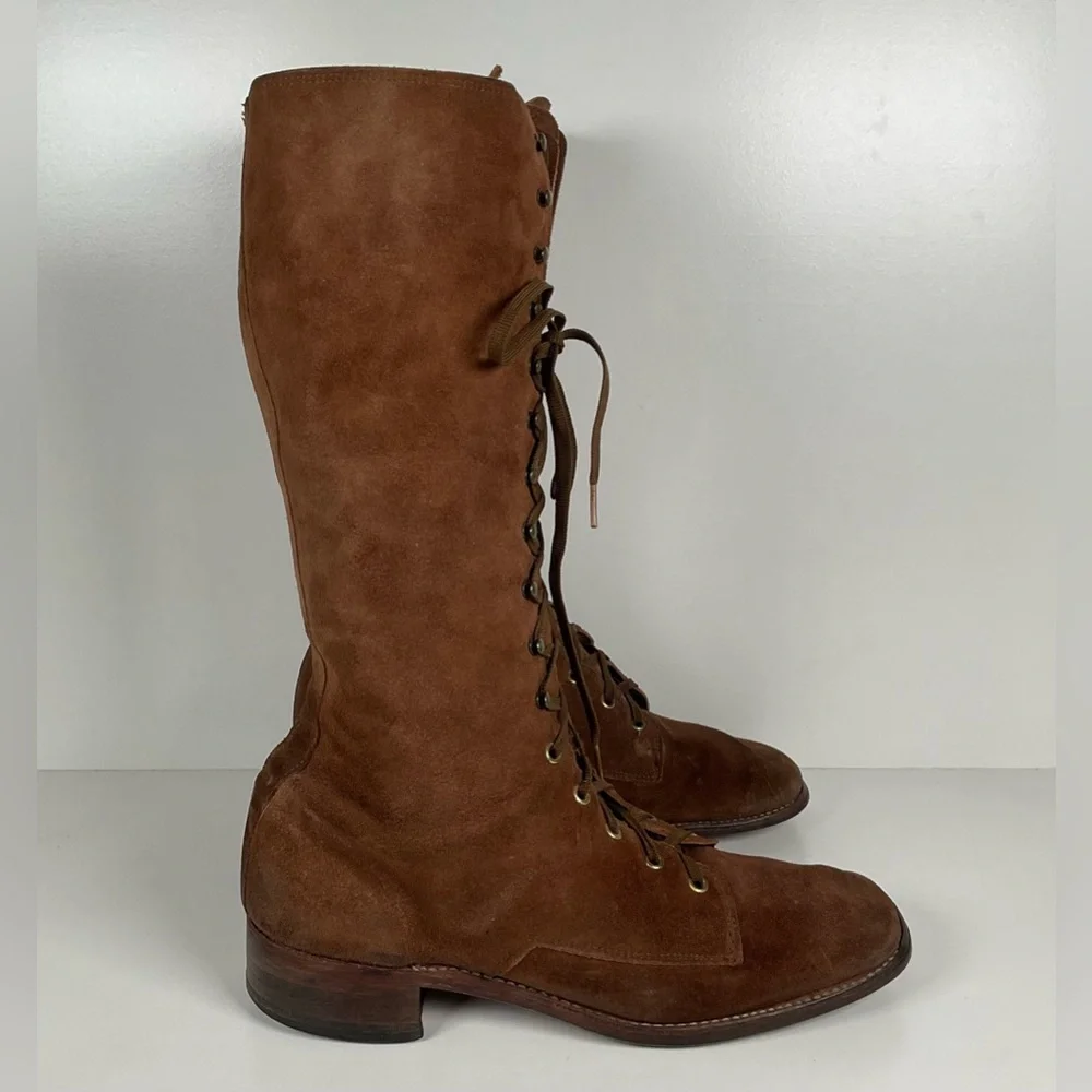 Vintage Tall Suede Lace Up Boots | USA Made | 1960s | Men’s 12 D